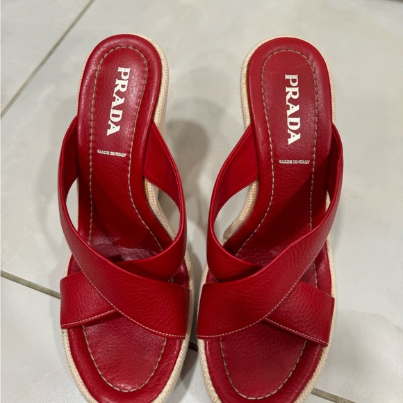 VINTAGE PRADA Ocean Beach Theme Wedge Sandals Starfish - Picture 4 of 9